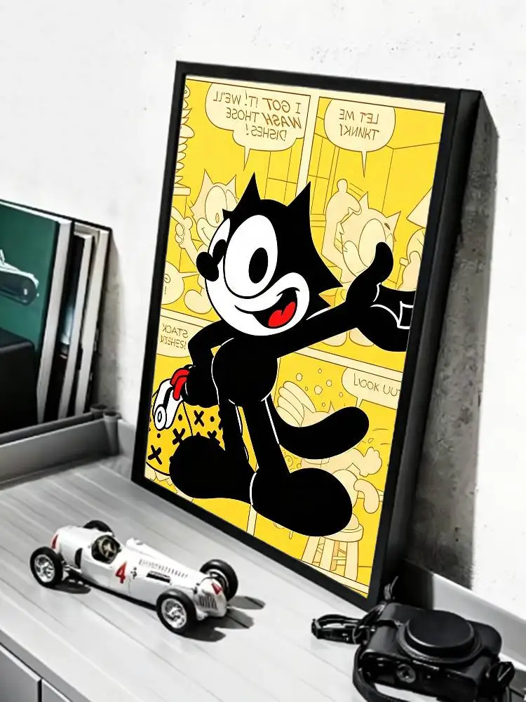 Vintage Animation Character F-Felix The Cat   Poster HD Self Adhesive Waterproof Wall Art Ideal for Home Office Dorm Gift