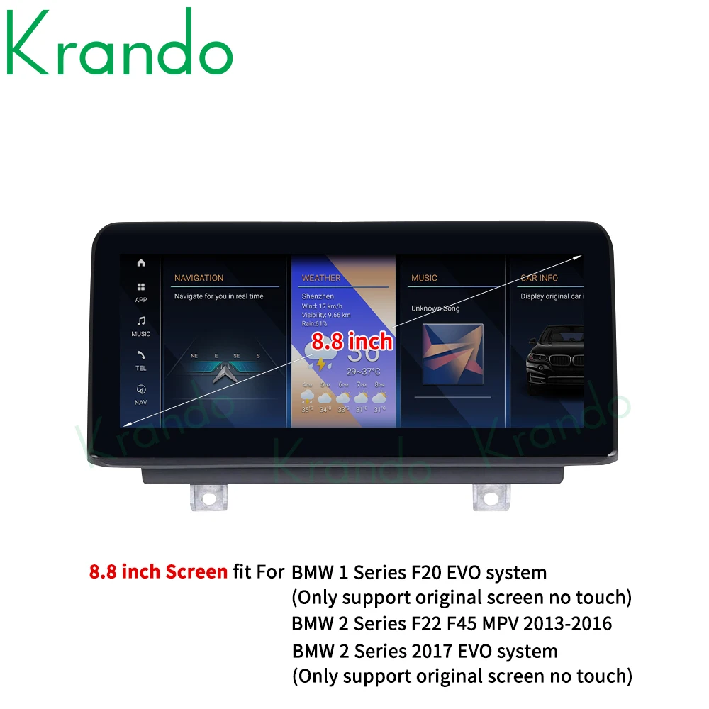 Krando 8.8'' Autoradio for BMW 1 Series F20 2 Series F22 F45 MPV 2013-2020 Android Car Radio Multimedia Player Navigation GPS