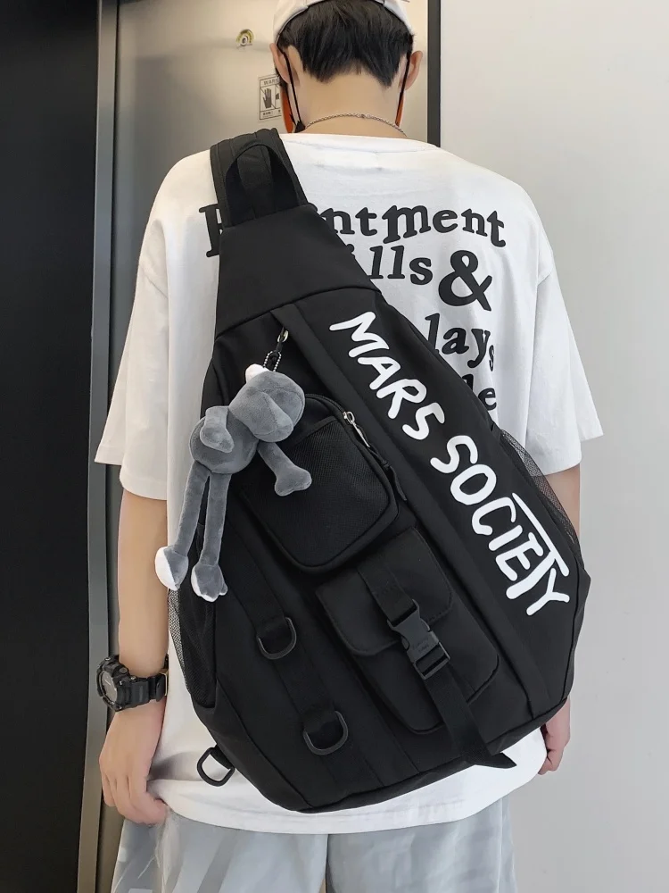 

ex Large Capaci Sports Sling Bag Crossbody Bapa Casual Nylon Material Zipper Closure Korean Sle Pure Color Leisur...