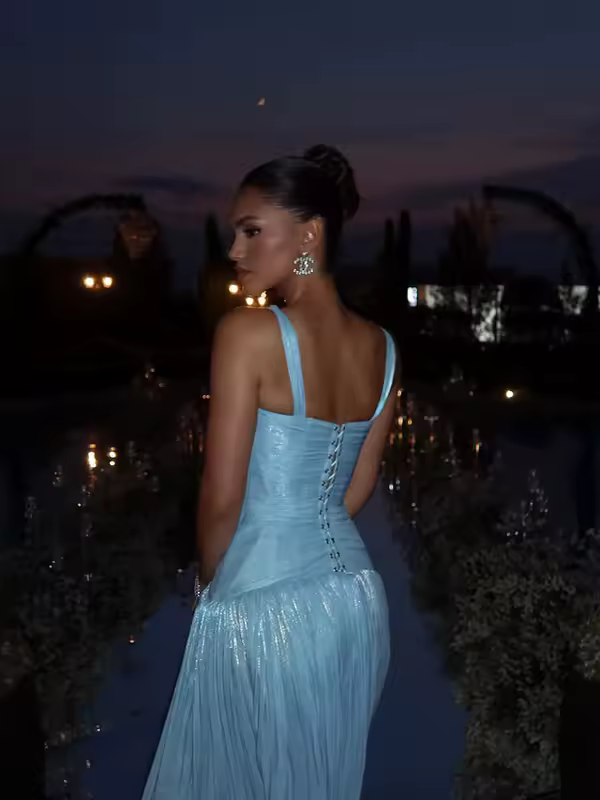 Thinyfull A-line Shiny Satin Arab Prom Dresses V-neck Sleeveless Evening Party Gown Dubai Long Dress robes de soirée Customized - Image 5