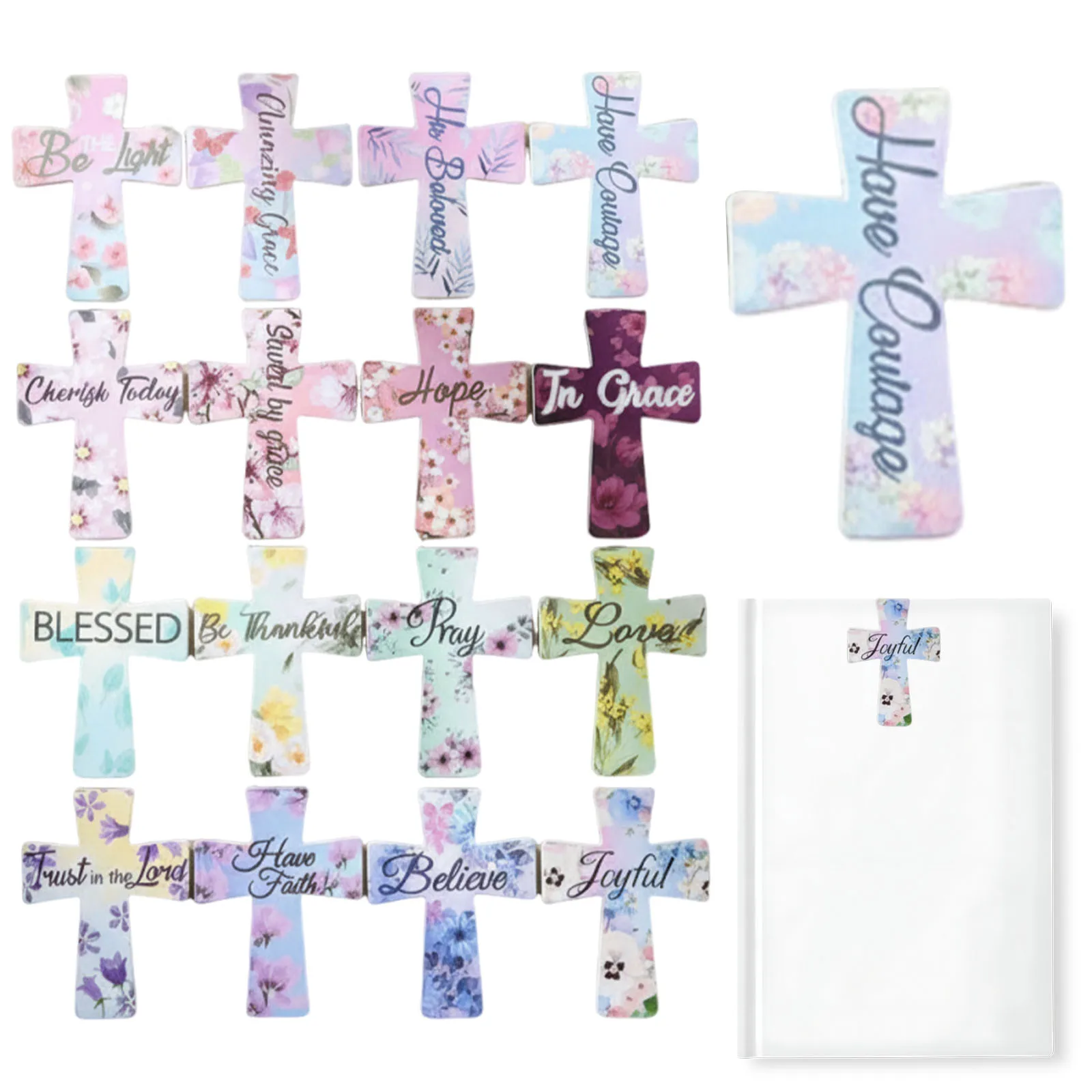 

12/16/24 шт. Магнитные закладки с христианскими религиозными крестами и библейскими стихами, магнитные зажимы для страниц для женщин и мужчин