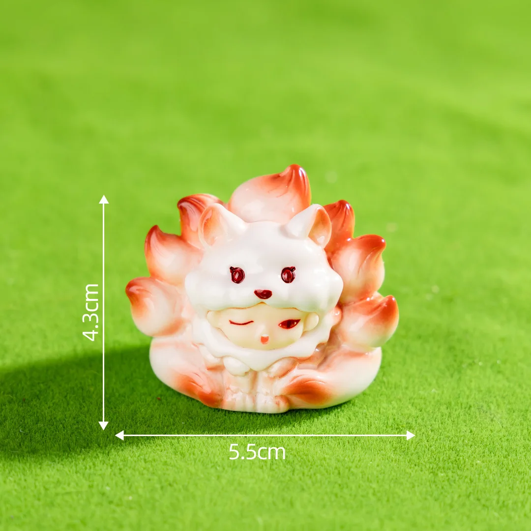 5 قطعة الصين-شيك الوحش الميمون تسعة الذيل الثعلب الراتنج الاكسسوارات الحرفية سطح المكتب الديكور المناظر الطبيعية الخلابة بقعة تذكارية