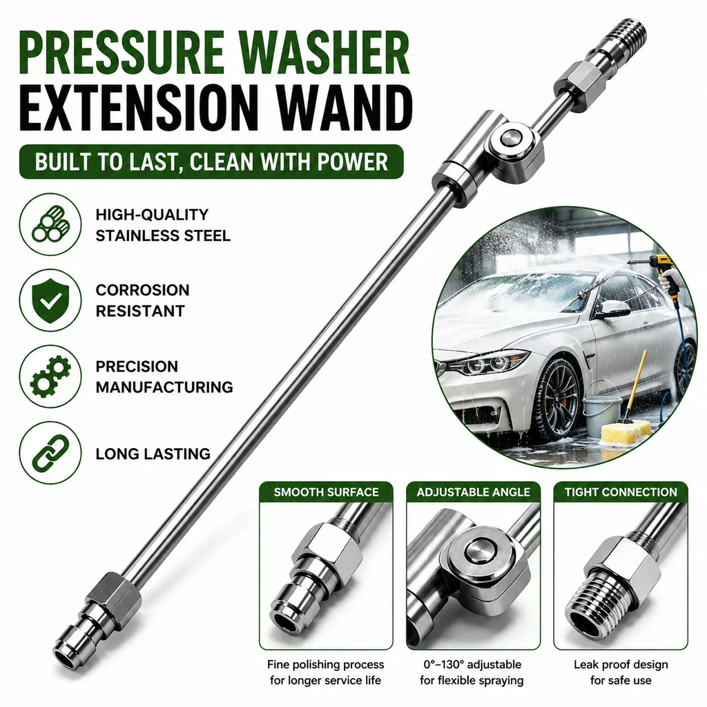 Universal High Pressure Car Wash Gun with 1/4 Quick Plug, Rotating Spray Nozzle Extension Pole for Auto Underbody Cleaning
