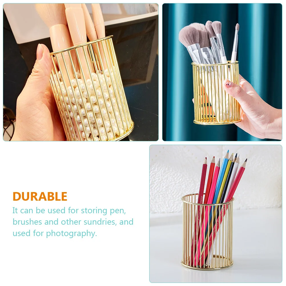 حامل القلم الذهبي الحديد الإبداعية الجوف خارج تصميم منظم مكتب براعة رائعة القرطاسية تخزين هدية الزخرفية #6