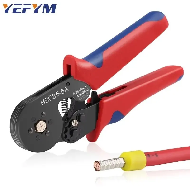 Ferrule Crimping Tools HSC8 6-6A Self-Adjusting Hexagonal Wire Crimper Pliers For 0.25-6mm²(AWG23-10) Electrical Circuit Repair