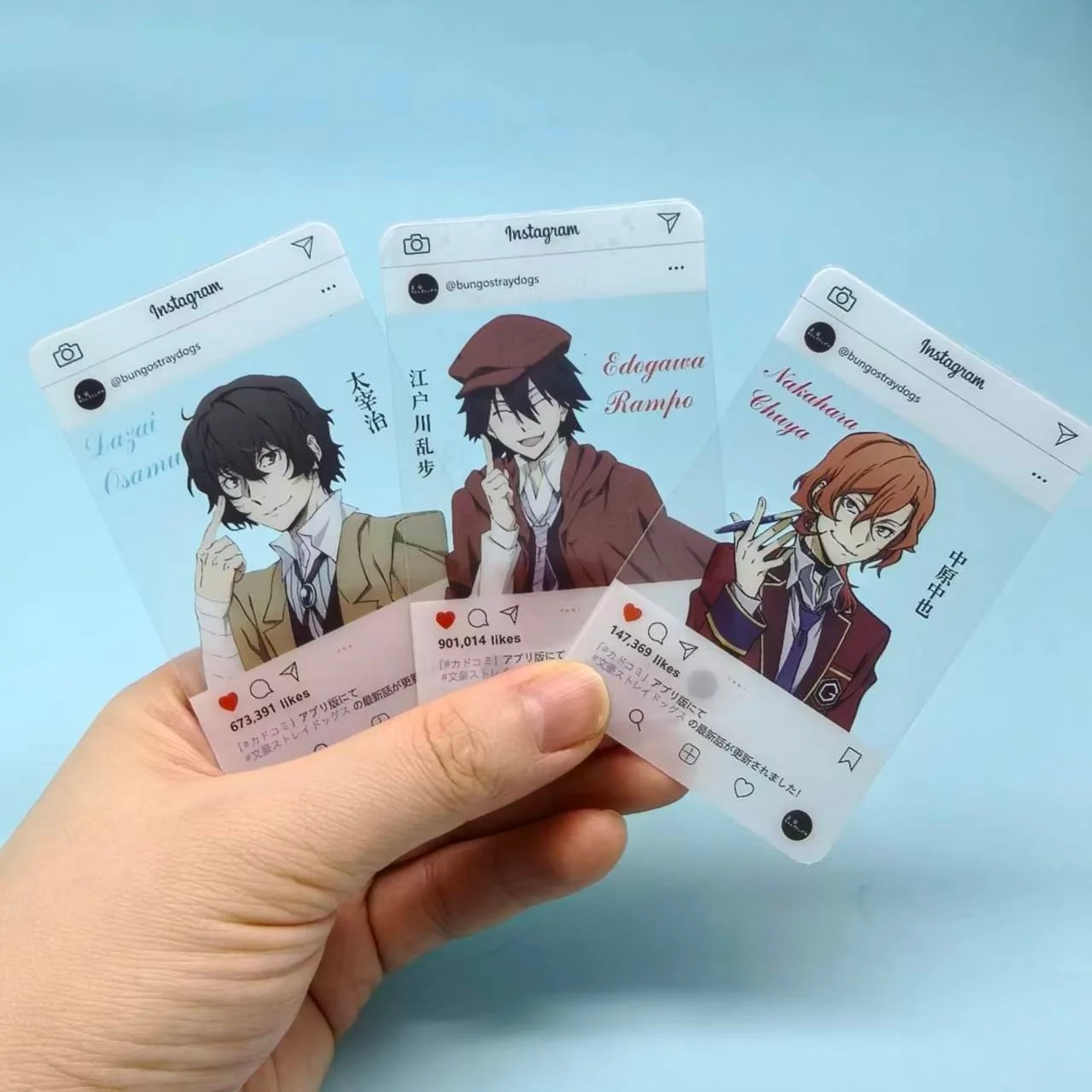 Bungo Stray Dogs Transparent PVC Small Card Anime Character Dazai Chuya Kunikida Photocard Bookmark Decor Props Gift for Fans