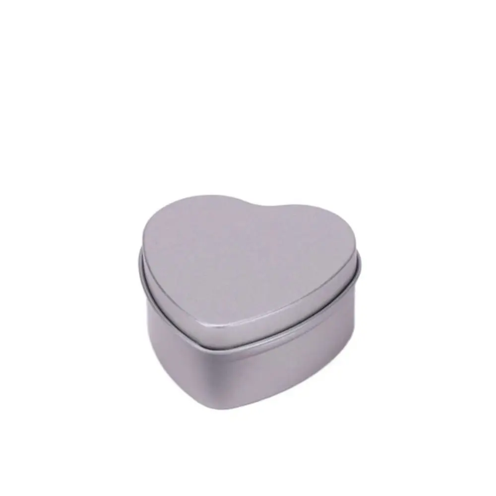 Multifunctional Tinplate Heart Shape Tins Empty Small Heart-shaped Containers Silver/Red/Pink Refillable Jewelry Box for Candle