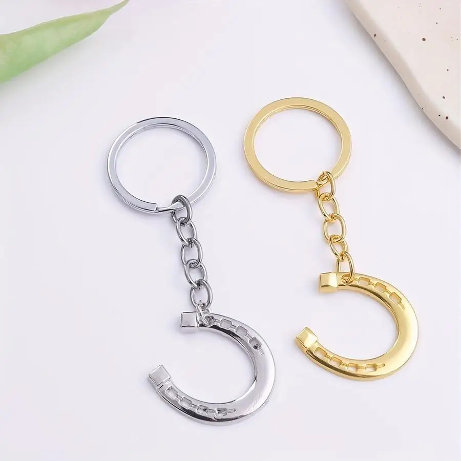 1/5/10/20/50/100pcs Fashionable Lucky Horseshoe Keychain - High-Quality Metal Key Ring with Polished Finish, Durable & Stylish A