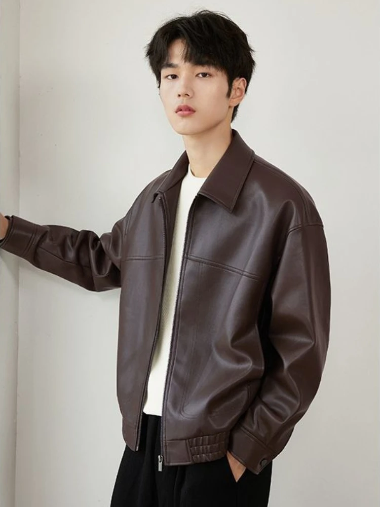 

Men's Stylish Leather Jacket Short Style 2025 Spring Autumn Trendy Streetwear Coat Cool Fashion Outerwear