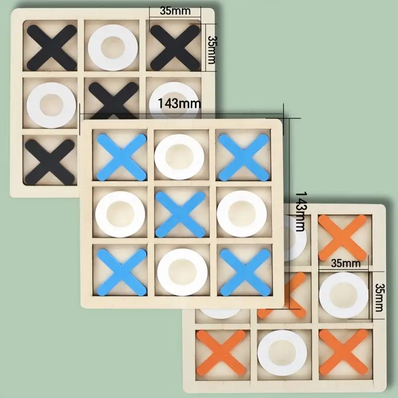 Wooden Tic Tac Toe Board Game, Portable XO Chess Strategy Puzzle Game, Parent-Child Interactive Educational Toy for Kids Family