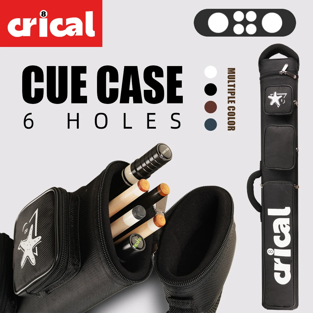 CRICAL Billiard Cue Case 2B4S 6 Holes Large Hard Cue Bag Billiards 2 Butts 4 Shafts 1/2 Rod Box Billiard Accessories