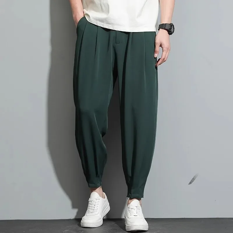 Spring Autumn Men's Trousers Simple Versatile Hong Kong Style Dropshipping Business Formal Nine Points Casual Suit Pants