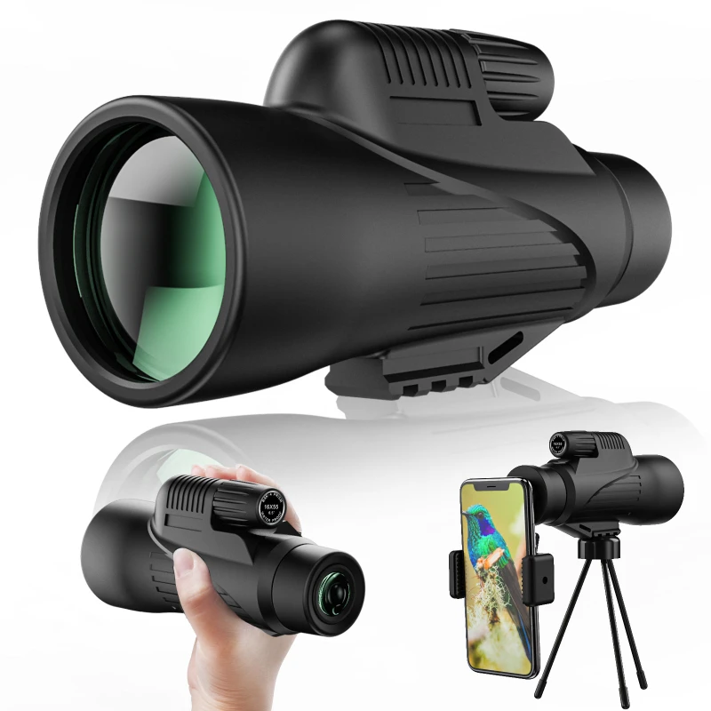 

12x50 HD ZOOM Powerful Monocular Telescope Portable Binoculars Long Range Telescope Hunting Camping With Tripod Phone Clip