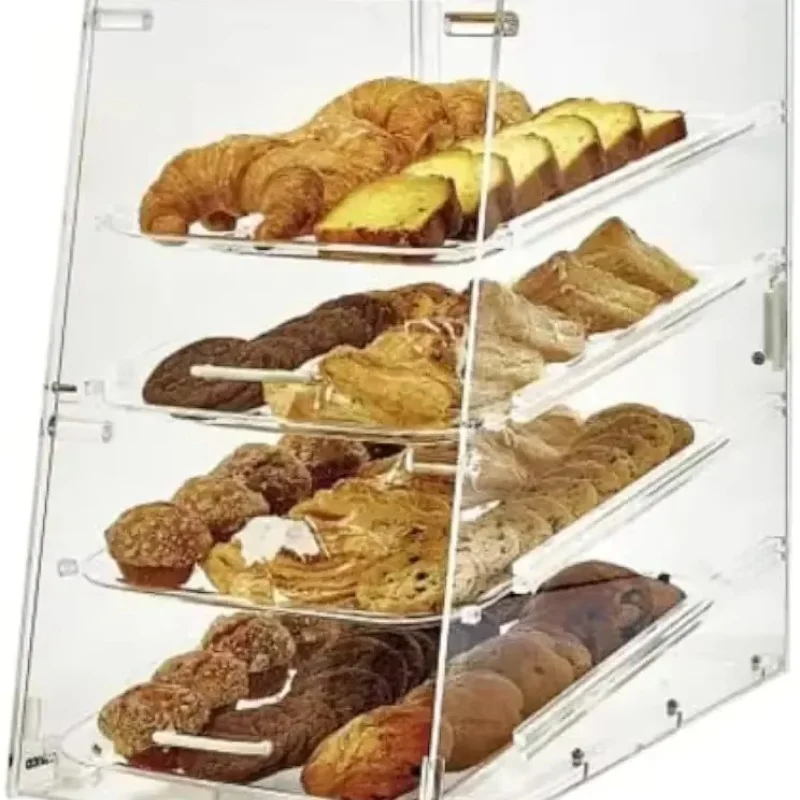 Spring logo 3-layer acrylic countertop bakery display cabinet customized acrylic bakery display cabinet