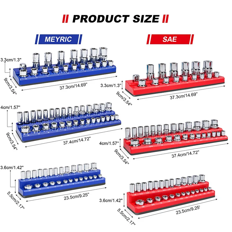 ตัวจัดระเบียบซ็อกเก็ตแม่เหล็ก | ชุดยึดซ็อกเก็ต3ชิ้น | ไดรฟ์1/2,3/8และ1/4 "| มี68ซ็อกเก็ต | ออแกไนเซอร์เครื่องมือคุณภาพระดับมืออาชีพ