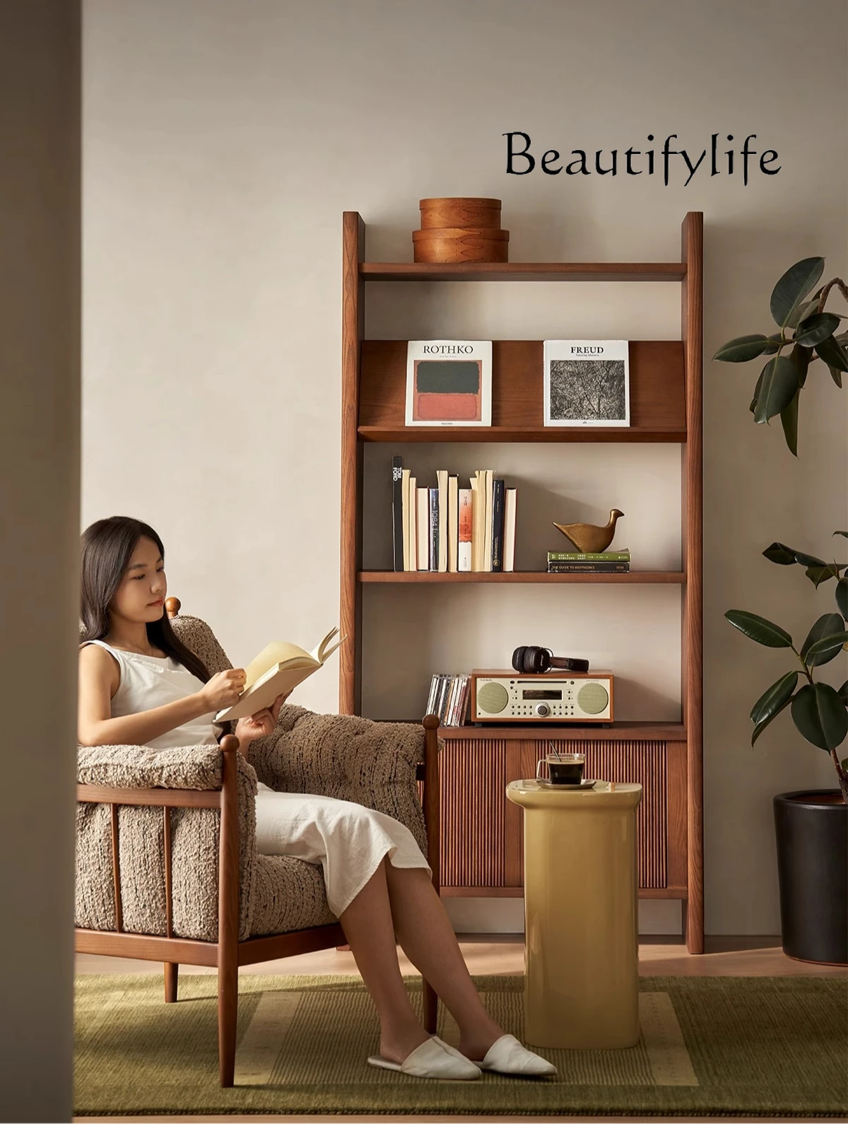 

Forget Chuan Bookshelf Open Solid Wood Floor Free Extension Living Room Shelf Home Display Cabinet Designer