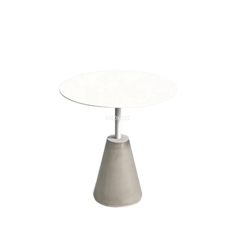 Nordic modern cement living room sofa designed round small concrete coffee side table natural marble wholesale customization