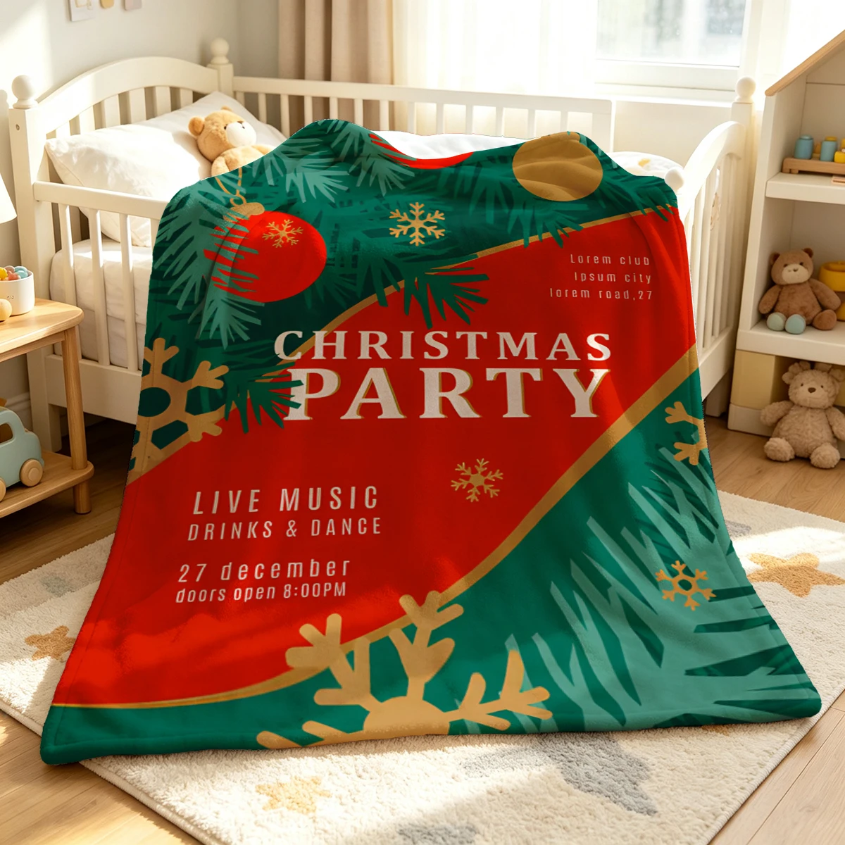 Green Red Christmas Party Flannel Blanket Warm Soft Halloween Christmas Decorative Couch Warm Cozy All-Season Gift