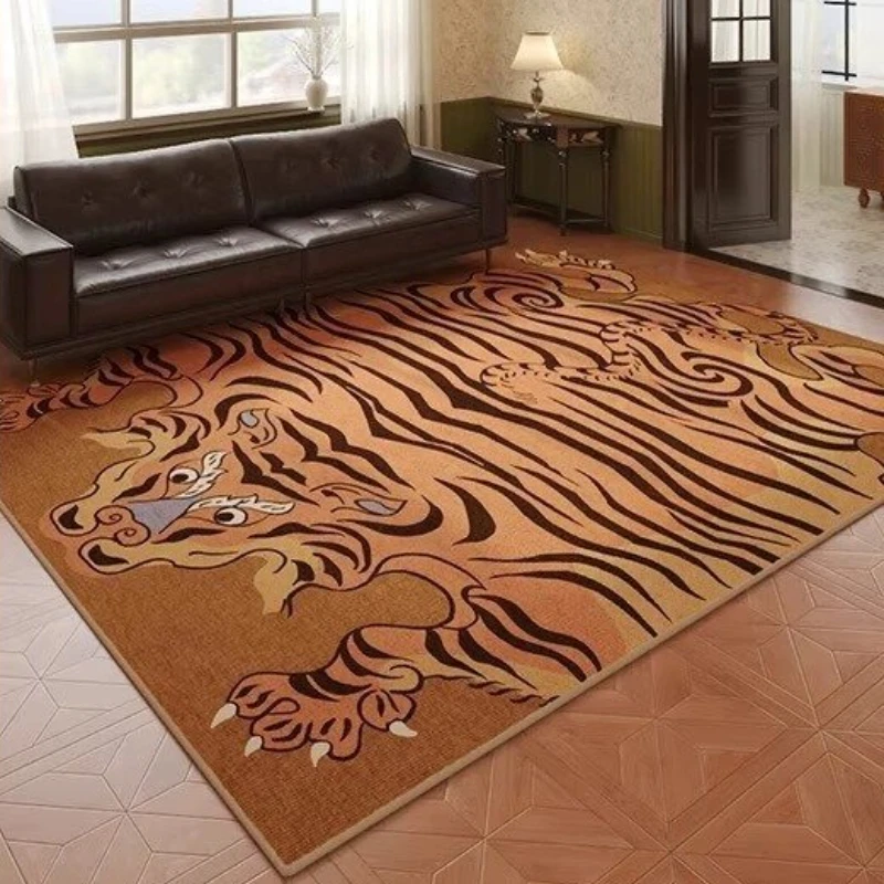 

Bedside Soft Bedroom Mat Fluffy Soft Plush Living Room Carpet Large Area Machine Washable Foldable Rug Tiger Stripe Mats 거실 카펫