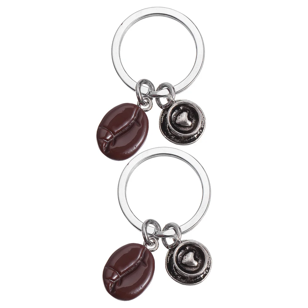 

2pcs Heart Shape Coffee Bean Keychains Resin Decorative Pendant For Bag Purse Backpack Key Ring Accessories Creative Gift