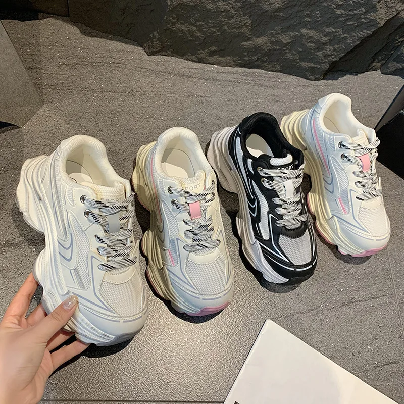 

2025 New Dad Shoes Casual Sports Sole Versatile Breathable Women's Single Shoes