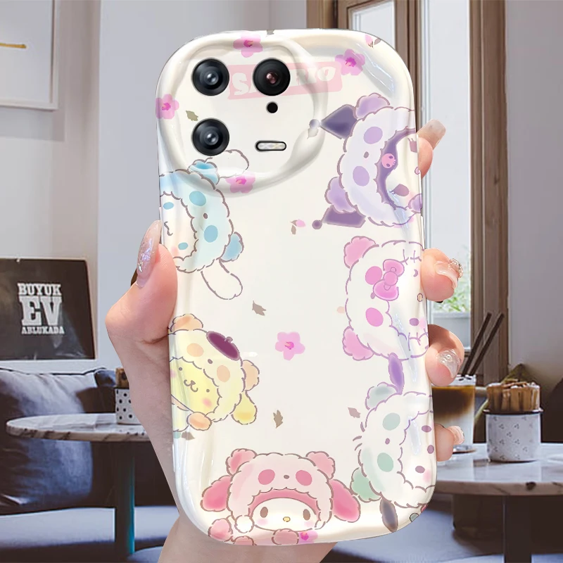 Cute Sanrio HelloKitty Wave Case for Xiaomi Mi 13 12 11i 5G Pro Lite POCO X5 5G X4 X3 GT NFC X2 F5 F4 F3 M4 M3 M2 Silicone Cover