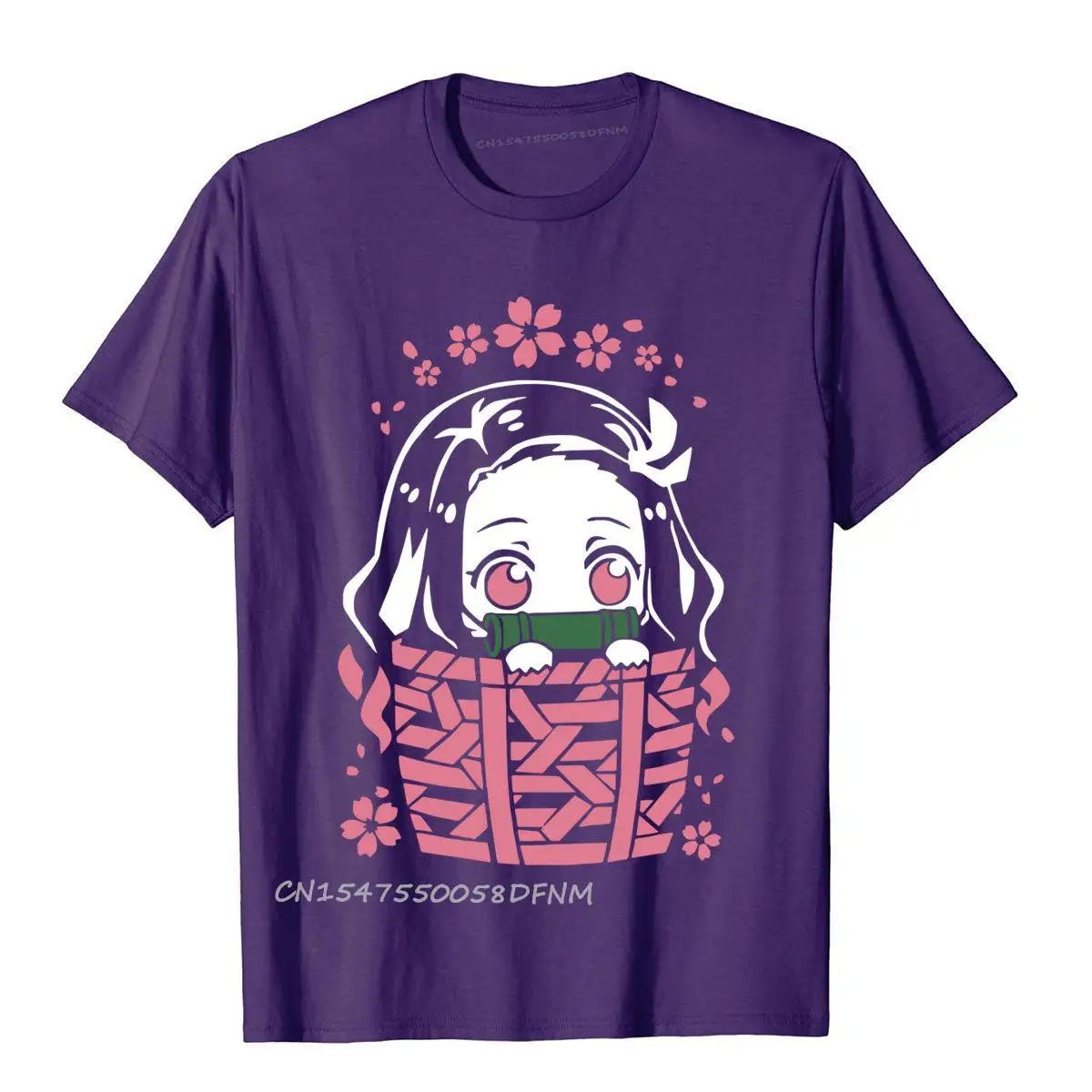 Cute Art Nezuko Demon Slayer Premium Cotton Tops Tees For Men Vintage Top T-Shirts Tight Faddish