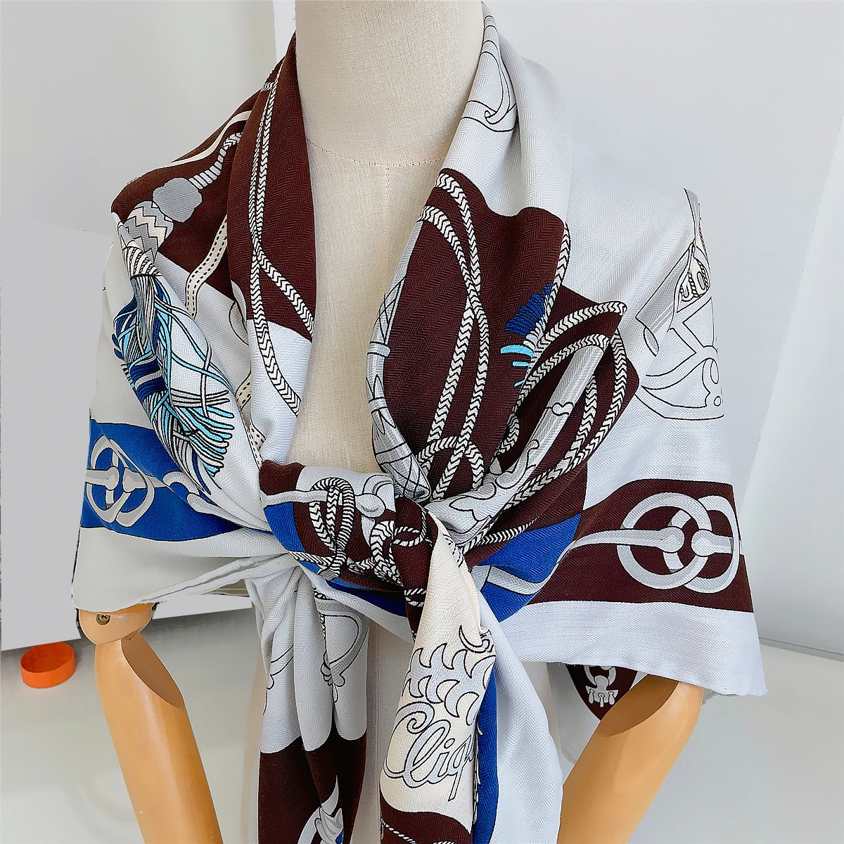 135CM Silk Cashmere Scarf Neck Gaiter Women Hand Rolled Shawls Whip Print Square Scarves Wraps Bandana Big Hijabs Female Foulard