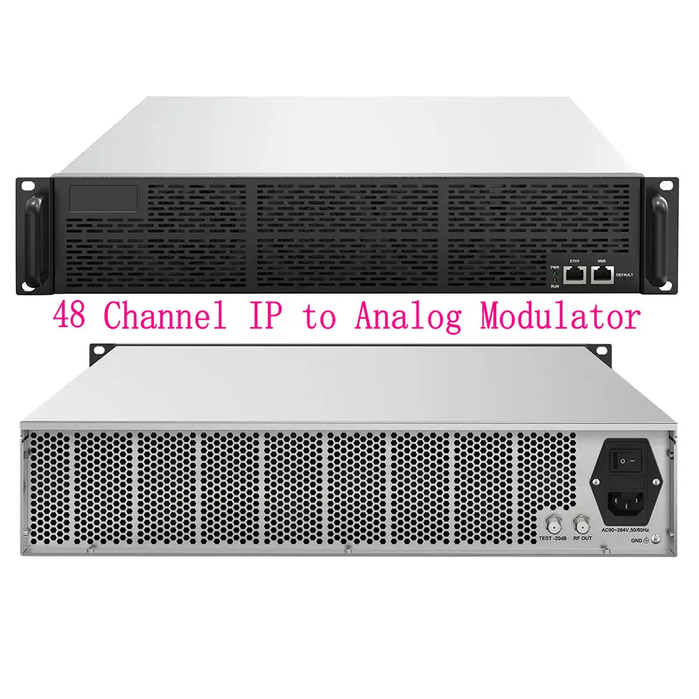 16 32 48 64 kanalen analoge modulator voor hotel TV-diensten IP naar RF NTSC PAL BG PAL DK hotelkabel front-end RTP UDP.