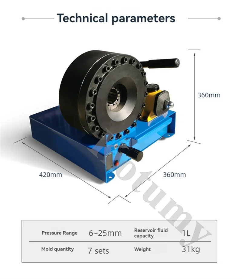 Portable Hydraulic Hose Crimper Machine Manual Shrinking Machine High-pressure Oil Pipe with 7 Sets of Dies