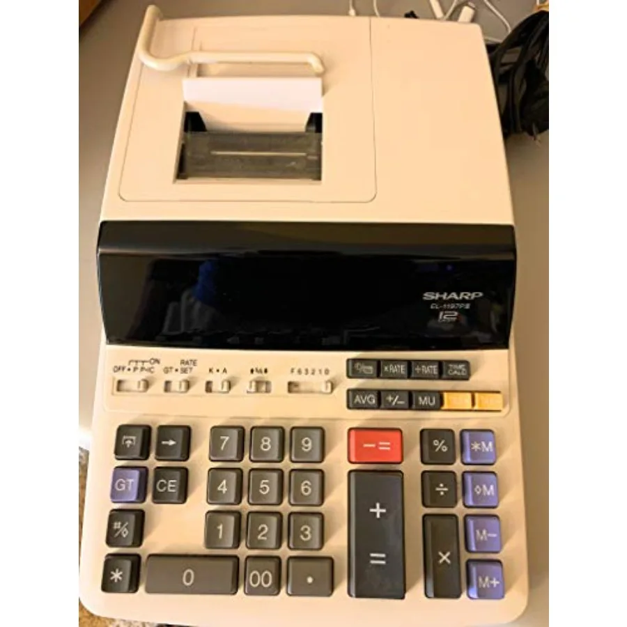 Heavy Duty Color Printing Calculator with Clock and Calendar for office use, plastic housing, black color, fast printing and du