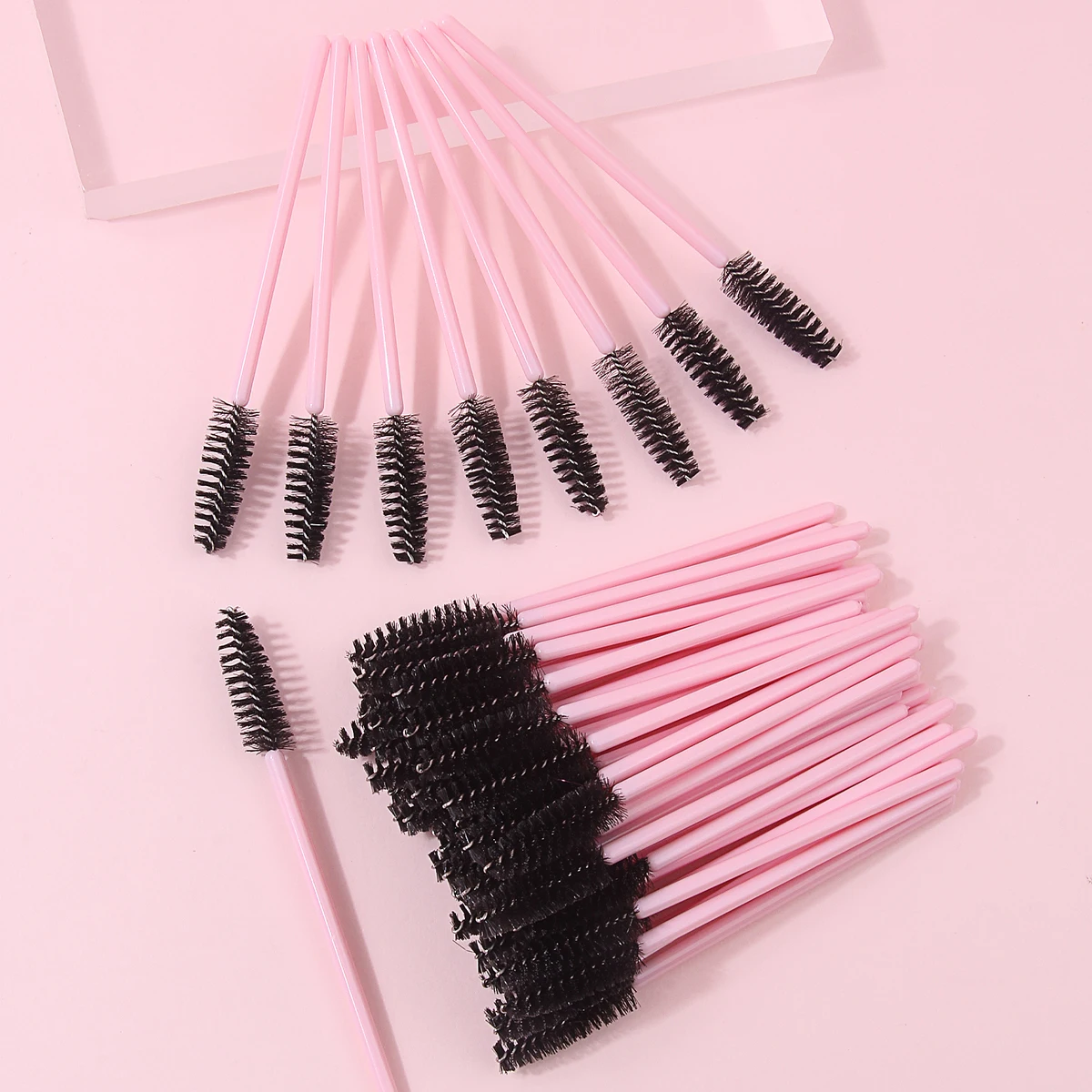 50PCS Disposable Eyelash Extension Brushes, Spiral Mascara Wands, Bendable Spoolie Brushes for Lash Grooming, Eyebrow Styling