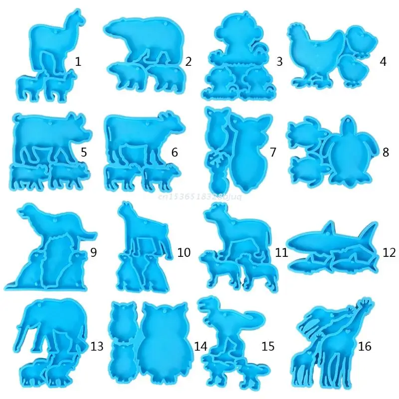 عائلة الحيوان المعلقات سيليكون قوالب الحيوان الأسرة المفاتيح قالب الصب اليدوية قلادة أقراط UV الراتنج قالب دروبشيب