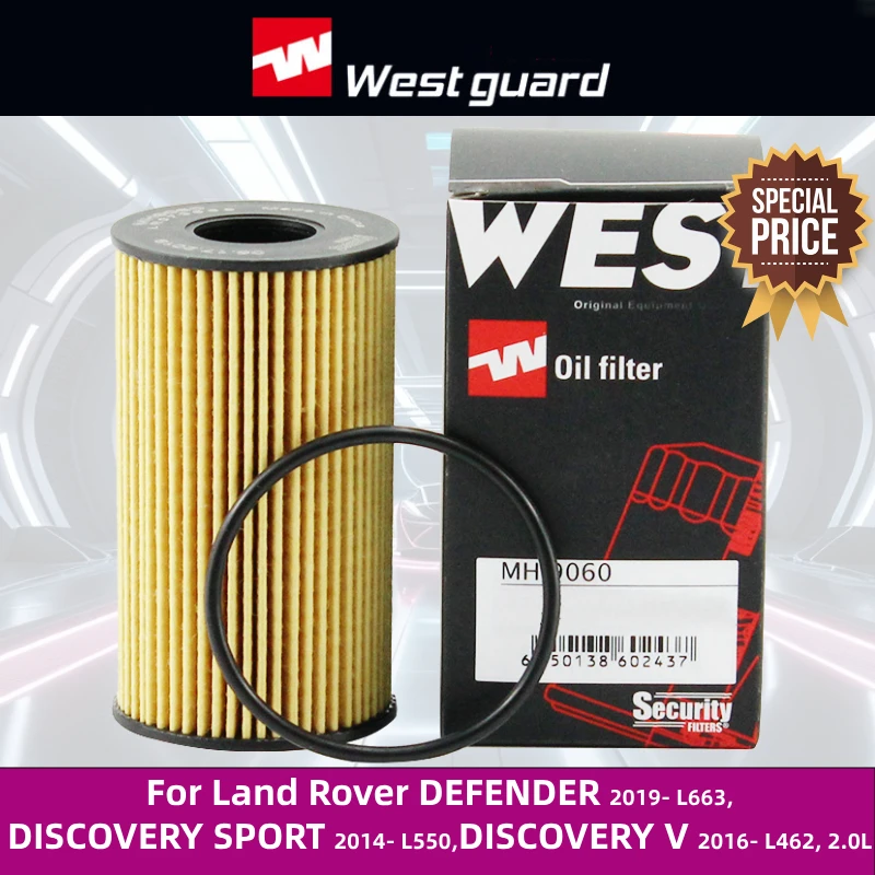 

WESTGUARD Oil Filter For Land Rover DEFENDER 2019- L663, DISCOVERY SPORT 2014- L550, DISCOVERY V 2016- L462, 2.0L L4 MH9060