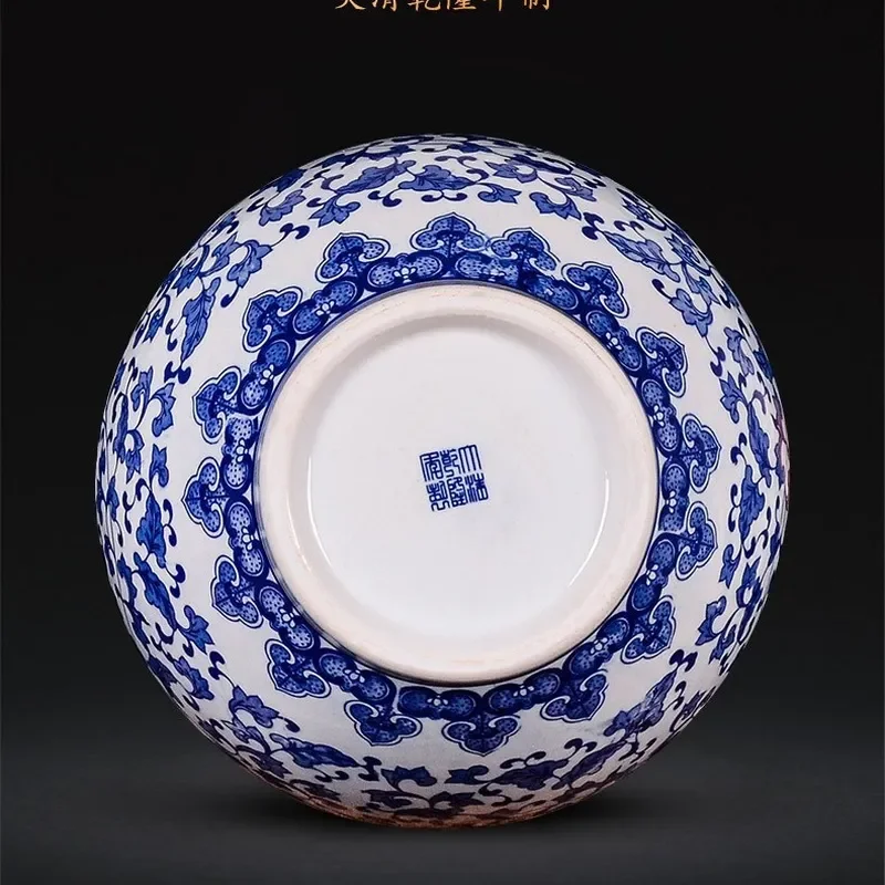 for Jingdezhen Ceramics Antique Blue and White Porcelain Large Vase Ornament Flower Arrangement Chinese Living Room Home Wine