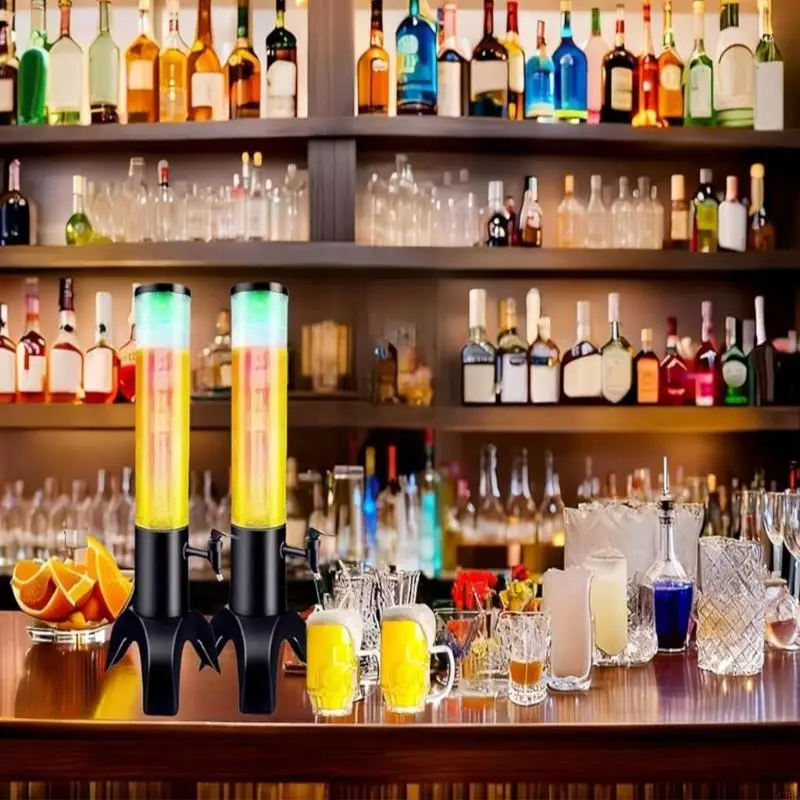 Group drink dispenser tower with chill tube for indoor table use A2BB