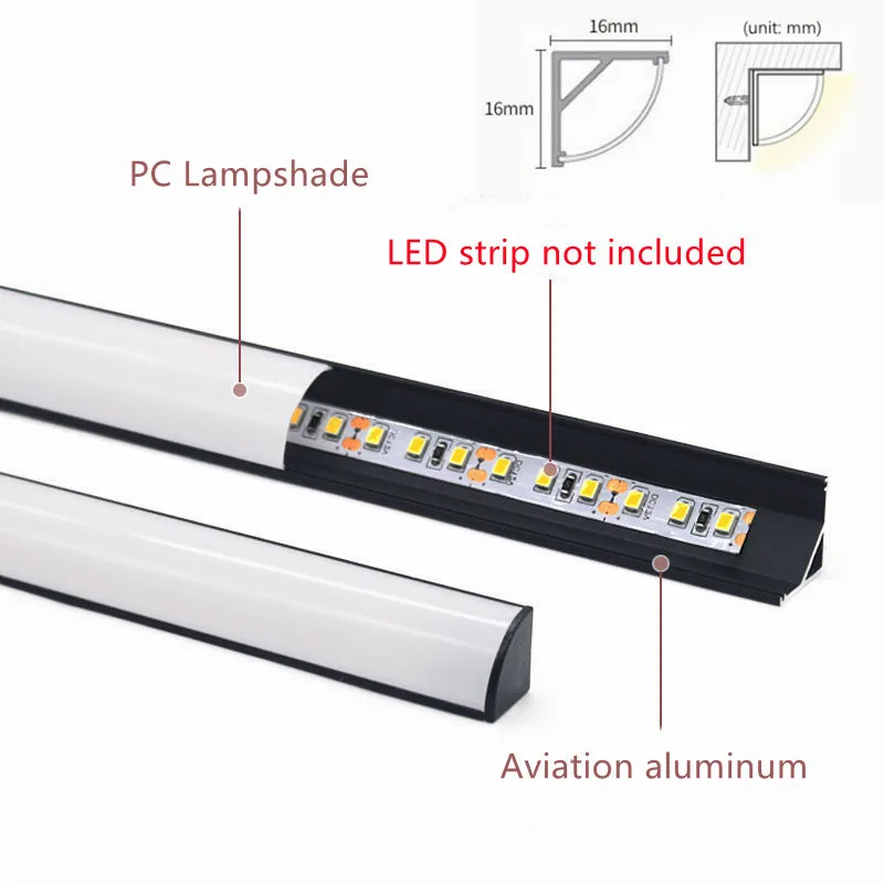 0.5M V/U/YW/H Style Aluminum Profile LED Bar Light Channel Holder Linear Perfil Pvc Esquina Milky Cover Cabinet Strip Lights