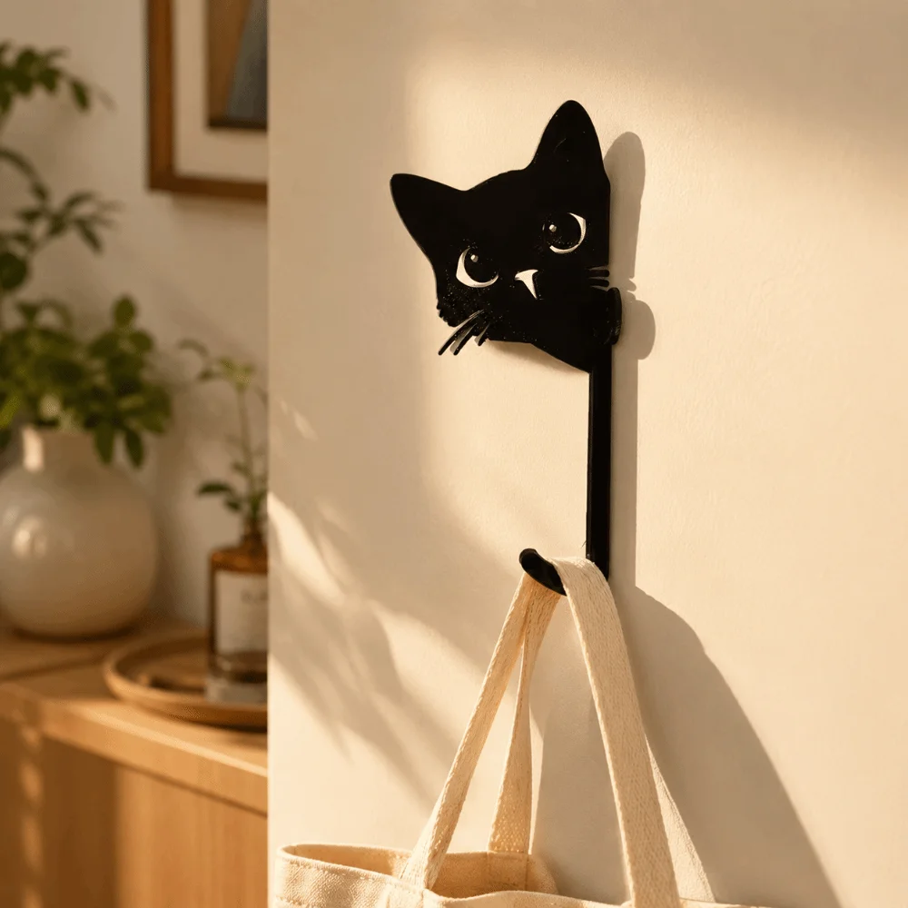 Unique Decorative Cat Hooks 3D Printed Home Decor Key Holder Cute Hanging Hook Kitchen