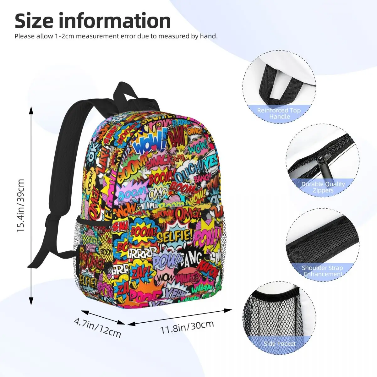 Fun Street Graffiti Comic Pop Art Backpack Student Boys Girls BookBag Men Women School Bag Laptop Shoulder Bags
