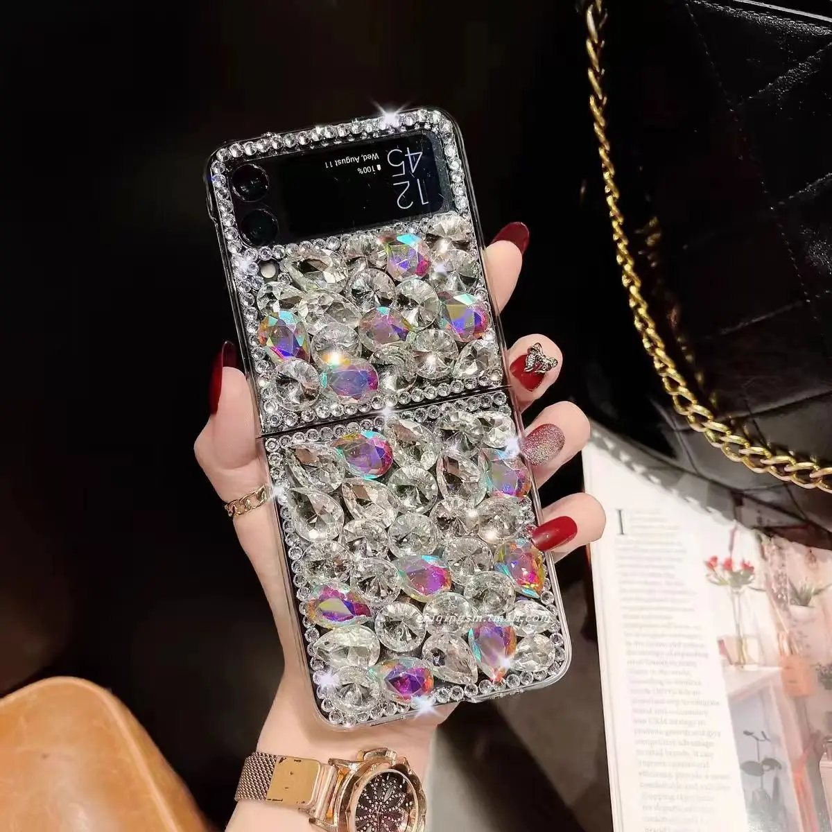 For Samsung Galaxy Z Flip 3 4 5 6 5G Flip4 Luxury Cute Diamond Crystal Phone Case Cover Shell