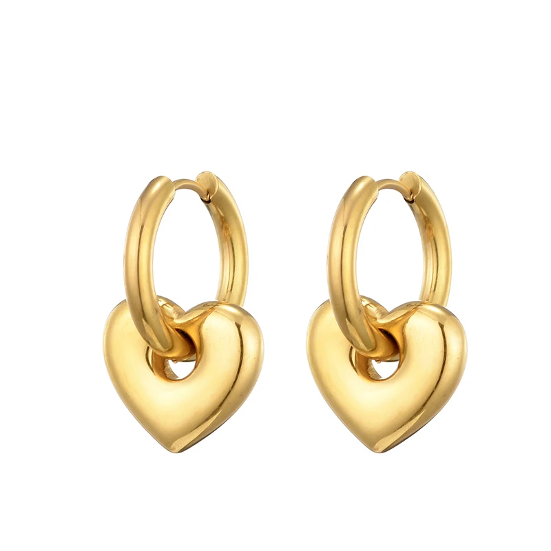 Klassische Edelstahl-Herz-Stern-Creolen für Frauen, Punk Hip Hop Gold Silber Farbe Y2K Schmuck Damen Ohrringe Oorbellen – Detail 31