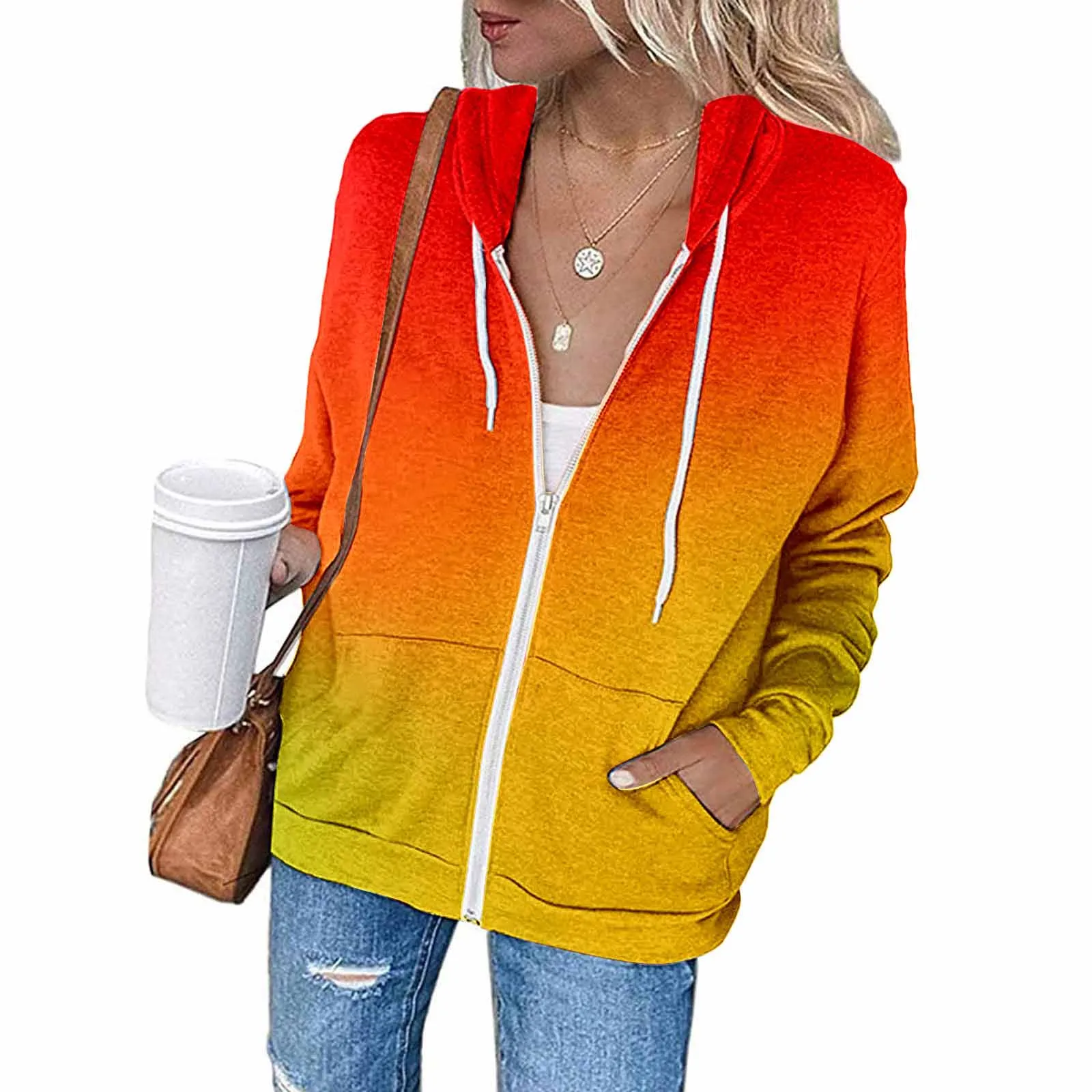 

Casual Jackets for Women Fashion Jacket Cute Women Women Casual Jacket Loose Zipper Hooded Womens Lightweight Sweater Jackets