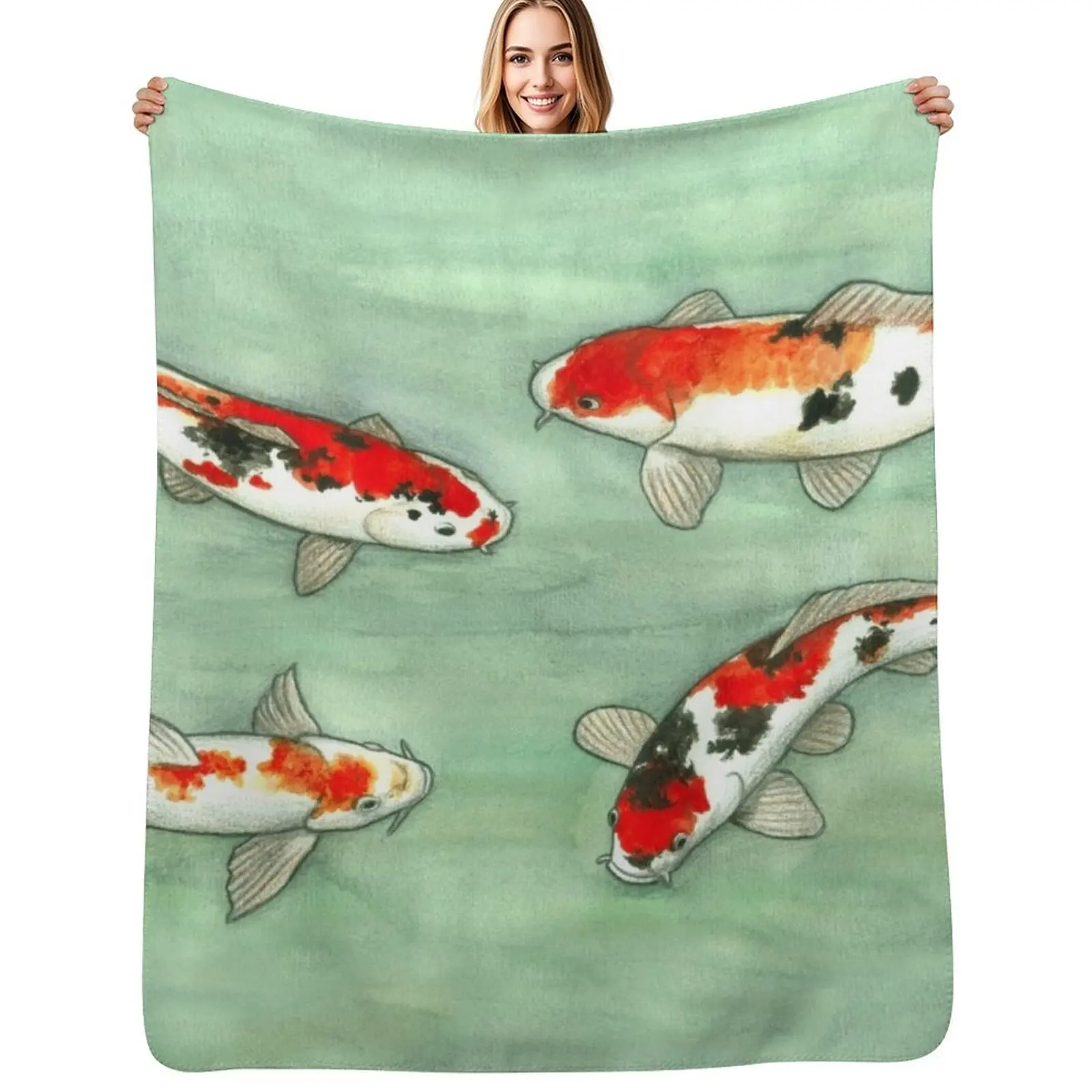 

La ronde des carpes koi Throw Blanket Lightweight Cozy Blanket for Bed Sofa