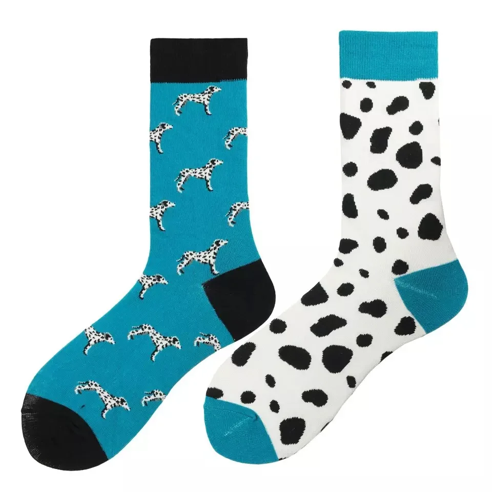 Chaussettes imprimées Harajuku pour hommes, chaussettes asymétriques AB drôles, chaussettes de planche Lotion colorées, chaussettes d\'affaires