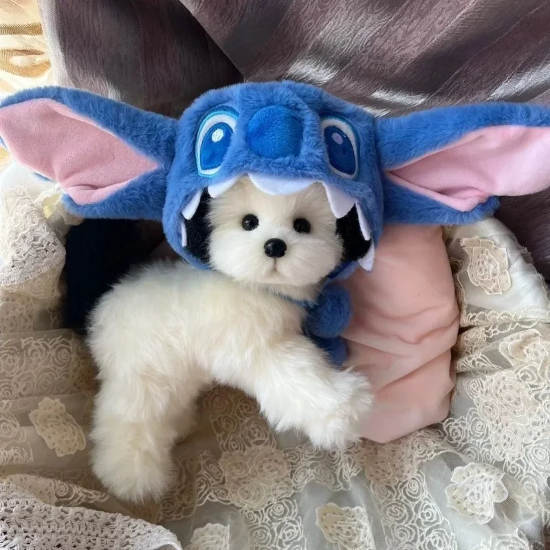 Disney cartoon anime pet headgear plush Stitch hat Poodle  funny Cross dressing hat Cosplay Dog Cat Cute Headwear