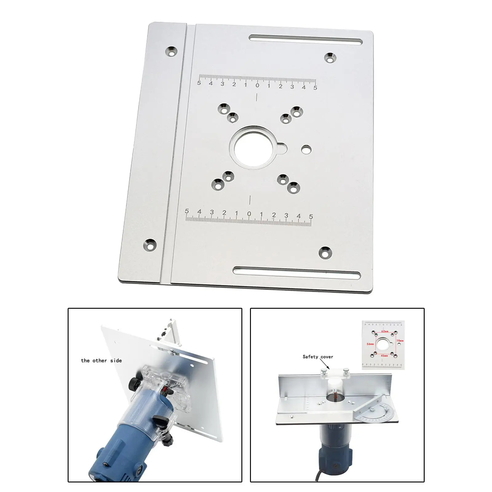 Circular Saw Throat Plate Router Insert Aluminum for Woodworking Table Flip Adjustable Milling Trimming