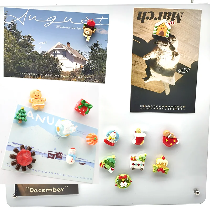 Strong Magnetic Fridge Magnets Winter Christmas Series Tree Snowman Bonfire Magnetic Stickers For Refrigerator Home Photo Decor