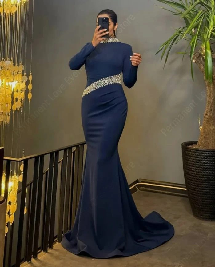

Women Mermaid Evening Dresses Sexy Sleeveless Prom Black Formal Occasion Party Vestido De Noche Customized