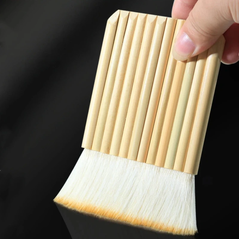 Chinese Woolen Hair Paint Brush Wood Handle Flat Row Brush For Chinese Painting Watercolor Background Wash Art Drawing Supplies