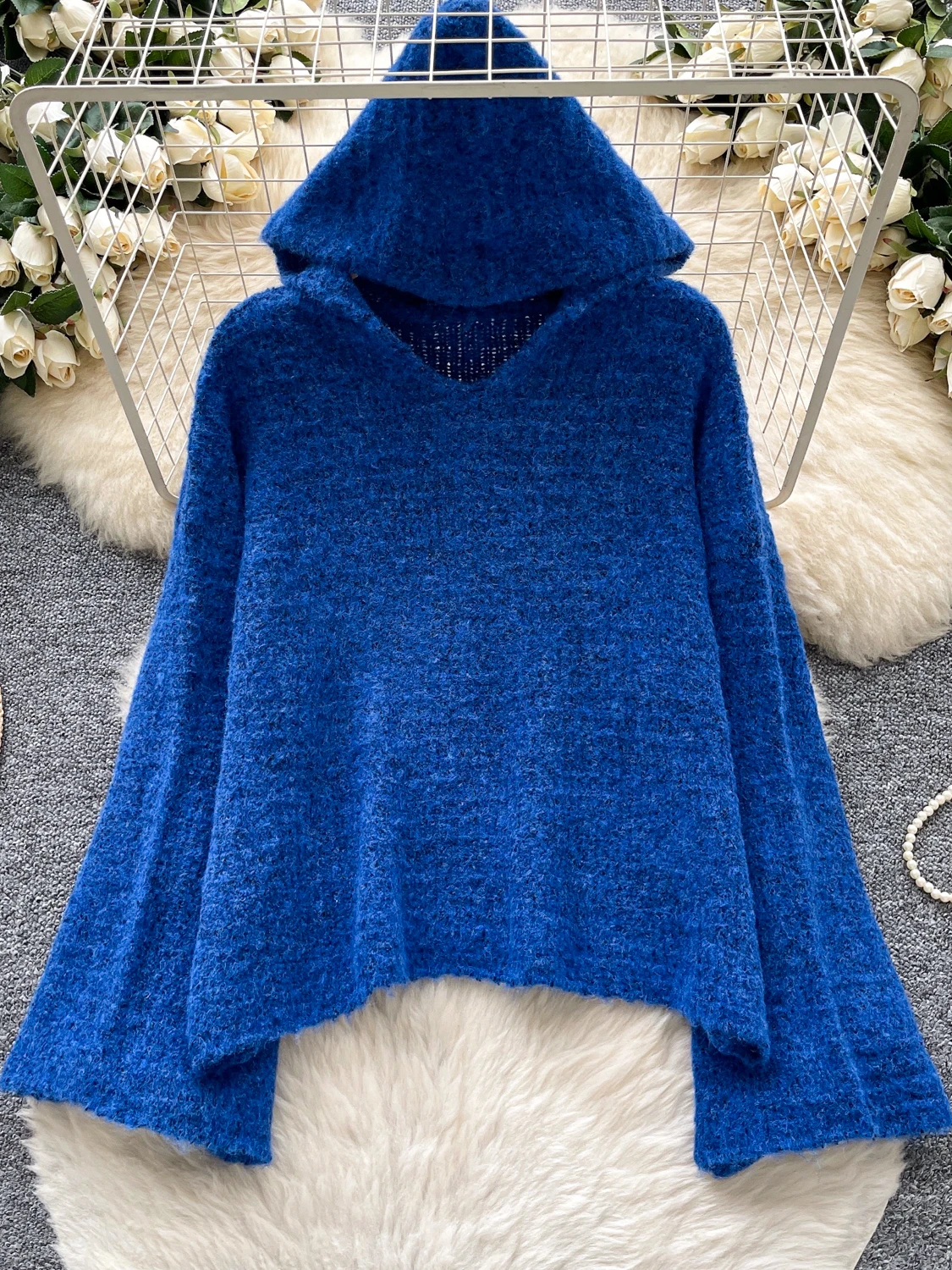 

Женская вязаная толстовка свободного кроя с длинными рукавами, осенняя верхняя одежда, модная уличная одежда, теплая и удобная, с круглым вырезом, длинными рукавами